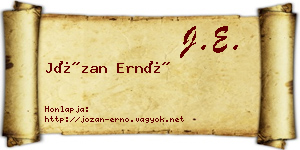 Józan Ernő névjegykártya